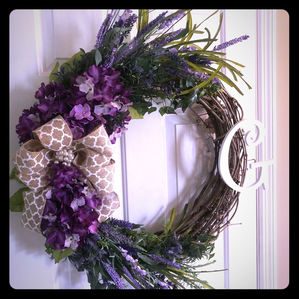 Purple Spring!  Grapevine wreath hydrangea